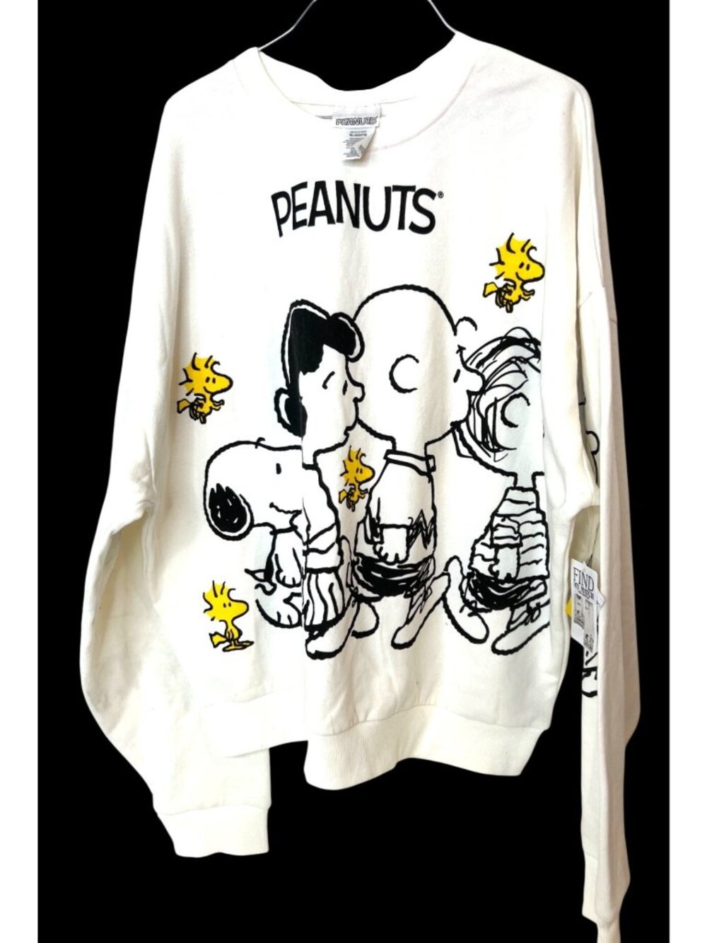 Peanuts XL Crewneck Sweatshirt Cream Snoopy Charlie Brown Woodstock New w/ Tags
